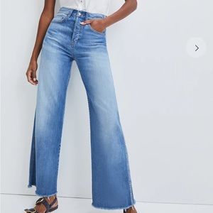 Veronica Beard Taylor wide leg jean, raw hem